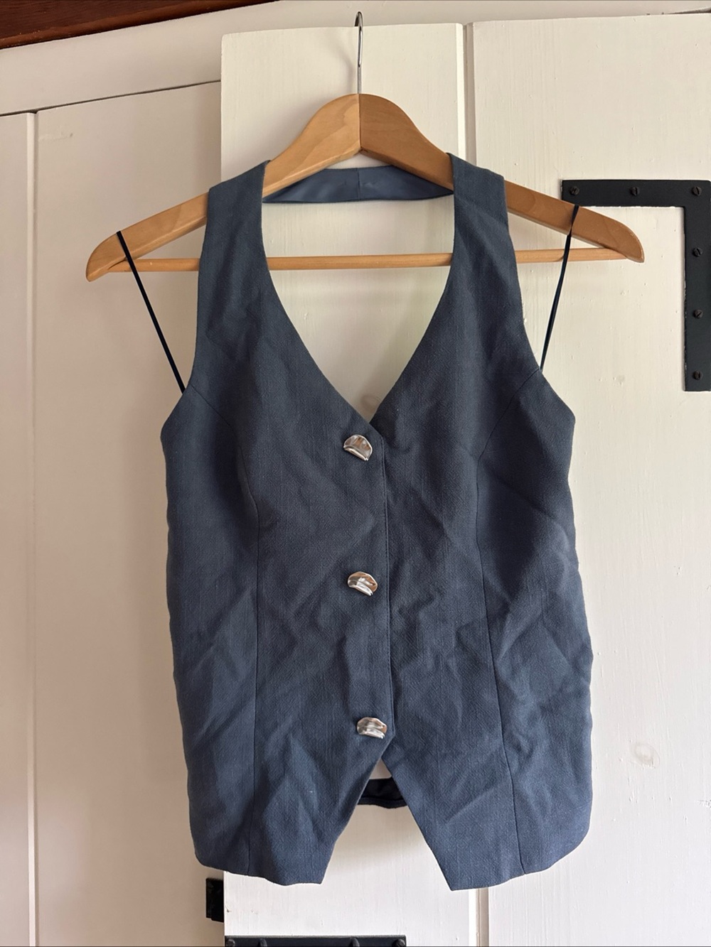Hunter & Brown NWT Size S V-Neck Button Front Tank Top in Slate Blue
